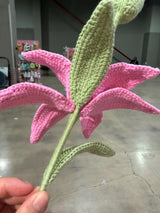 Crochet Pink Lily Flower Stem - Handmade Amigurumi Forever Bloom