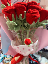 Crochet Rose Bouquet - Eternal Red Roses Bundle