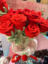 Crochet Rose Bouquet - Eternal Red Roses Bundle