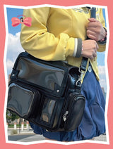 Kawaii Ita Bag with Clear Display Pocket | Large Crossbody Shoulder Bag for Pins & Badges | Y2K Harajuku Style
