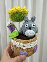 Handmade Crochet Totoro Amigurumi in Flower Pot  Studio Ghibli Plush