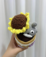 Handmade Crochet Totoro Amigurumi in Flower Pot  Studio Ghibli Plush