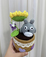 Handmade Crochet Totoro Amigurumi in Flower Pot  Studio Ghibli Plush