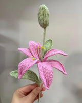 Crochet Pink Lily Flower Stem - Handmade Amigurumi Forever Bloom