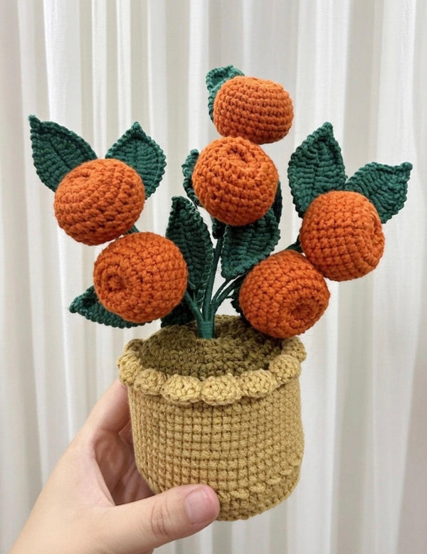 Crochet Orange Tree in Pot - Handmade Amigurumi Citrus Plant Decor