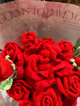 Crochet Rose Bouquet - Eternal Red Roses Bundle