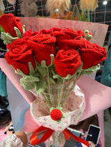 Crochet Rose Bouquet - Eternal Red Roses Bundle