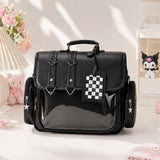 Black Ita Bag Backpack  Clear Window Pin Display, Jirai Kei Gothic Kawaii Bag