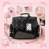 Black Ita Bag Backpack  Clear Window Pin Display, Jirai Kei Gothic Kawaii Bag