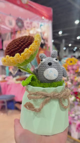 Handmade Crochet Totoro Amigurumi in Flower Pot  Studio Ghibli Plush